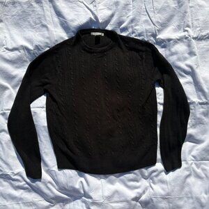 black cable knit sweater
